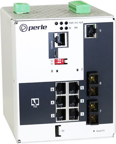 IDS-509GPP Switch PoE+ industrial gestionado con fibra Gigabit